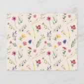 Beige Wildflower Floral Baby shower Advies Kaart (Achterkant)