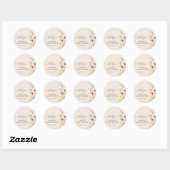 Beige Wildflower Floral Baby shower Dank u Ronde Sticker (Vel)