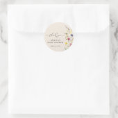 Beige Wildflower Floral Baby shower Dank u Ronde Sticker (Tas)