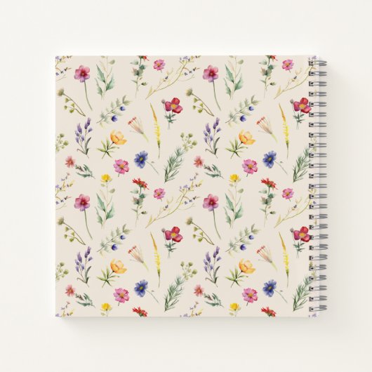 Beige Wildflower Floral Baby shower Gastenboek Notitieboek (Achterkant)