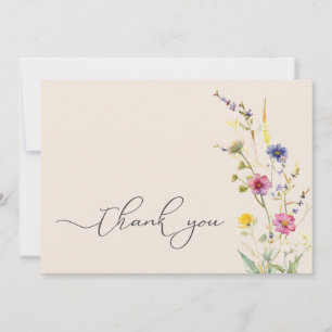 Beige Wildflower Spring Floral Baby shower Bedankkaart
