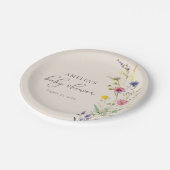 Beige Wildflower Spring Floral Baby shower Papieren Bordje (Gekanteld)
