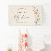 Beige Wildflower Spring Floral Baby shower Welkom Spandoek (Insitu)