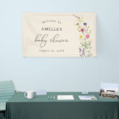 Beige Wildflower Spring Floral Baby shower Welkom Spandoek (Beurs)