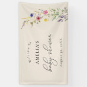 Beige Wildflower Spring Floral Baby shower Welkom Spandoek (Verticaal)