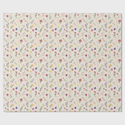 Beige Wildflower Spring Floral Cadeaupapier (Vlak)