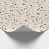 Beige Wildflower Spring Floral Cadeaupapier (Hoek)