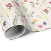 Beige Wildflower Spring Floral Cadeaupapier (Rol Hoek)
