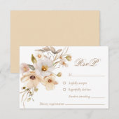 Beige Wildflowers Neutral Boho Wedding RSVP Kaart (Voorkant / Achterkant)
