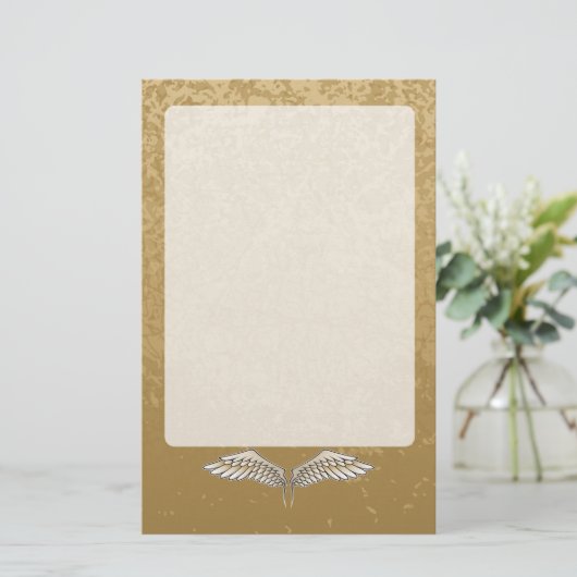 Beige wings briefpapier (Staand voorkant)