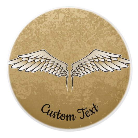 Beige Wings Ceramic Knob. Keramische Knop (Voorkant)