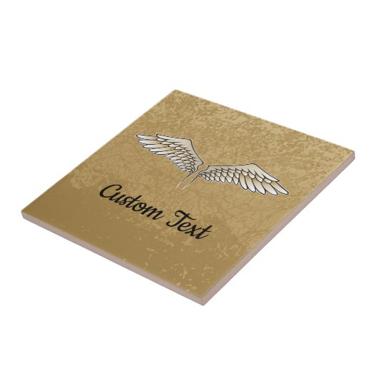 Beige Wings Ceramic Tile Tegeltje (Zijkant)