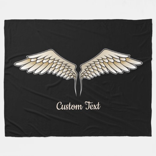 Beige Wings Fleece Blanket Deken (Voorkant (Horizontaal))