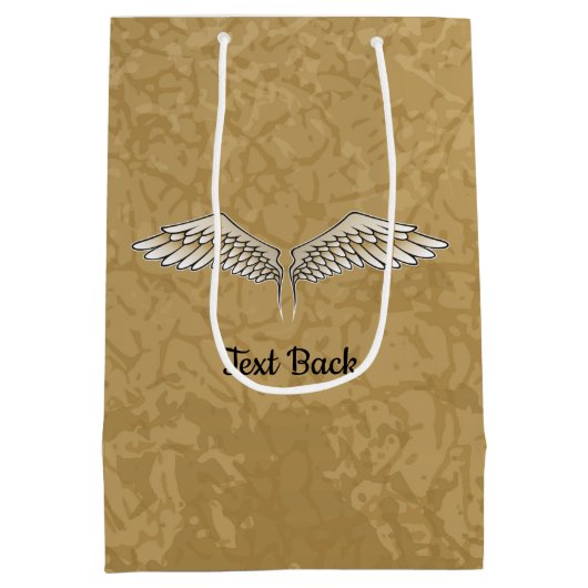 Beige Wings Gift Bag Medium Cadeauzakje (Achterkant)