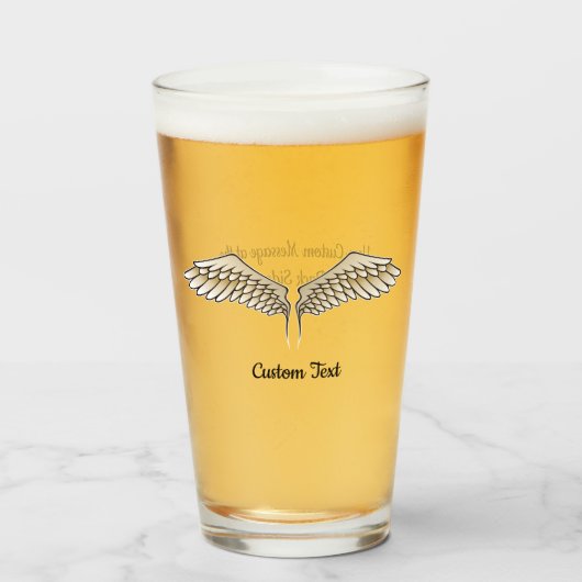 Beige Wings Glass Glas (Voorkant gevuld)