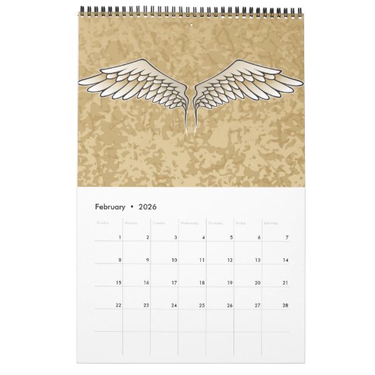 Beige wings kalender (Feb 2026)