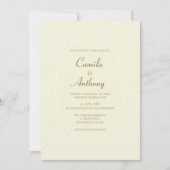 Beige wit bloemenpatroon ovale grens bruiloft kaart (Voorkant)