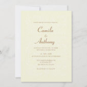 Beige wit bloemenpatroon print grens bruiloft kaart (Voorkant)