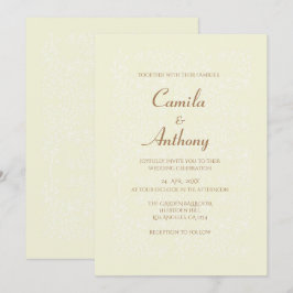 Beige wit bloemenpatroon print grens bruiloft kaart