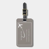 Beige Wit Eenvoudig Gepersonaliseerd Naam Bagagela Bagagelabel (Voorkant verticaal)