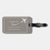 Beige Wit Eenvoudig Gepersonaliseerd Naam Bagagela Bagagelabel (Achterkant horizontaal)