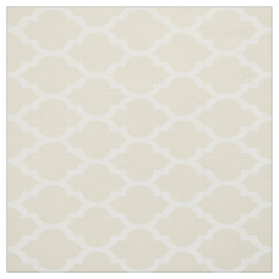 Beige, Wit Marokkaans Quatrefoil Patroon #4 Stof