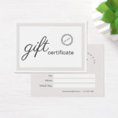 Beige Wit Minimalistisch Zakelijk Cadeaubon Visitekaartje (Bureau)