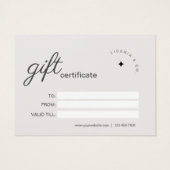 Beige Wit Minimalistisch Zakelijk Cadeaubon Visitekaartje (Achterkant)