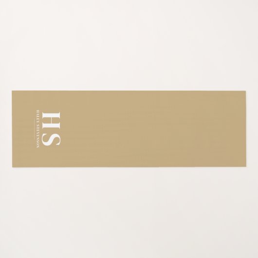 Beige & Wit Persoonlijk Monogram Minimalistisch Sc Yogamat (Achterkant (horizontaal))
