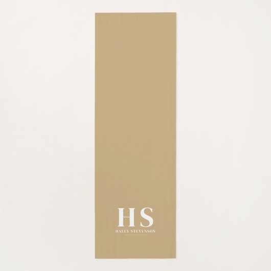 Beige & Wit Persoonlijk Monogram Minimalistisch Sc Yogamat (Achterkant)