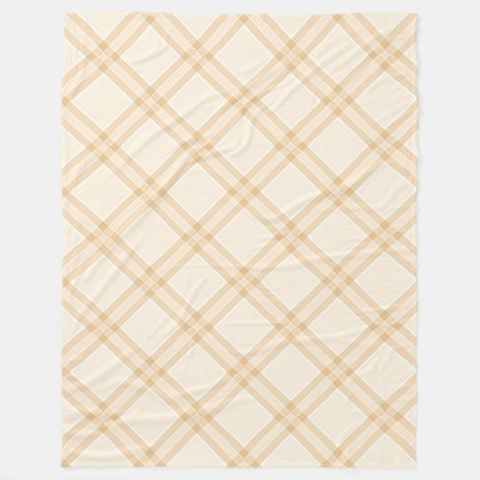 Beige Wit Schuin Geruit Printontwerp Fleece Deken (Voorkant)