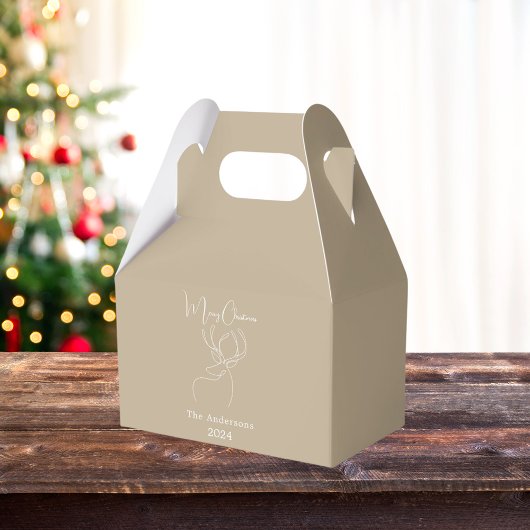 Beige witte abstracte rendieren moderne kerst bedankdoosjes