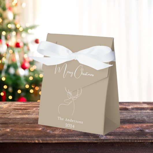 Beige witte abstracte rendieren moderne kerst bedankdoosjes