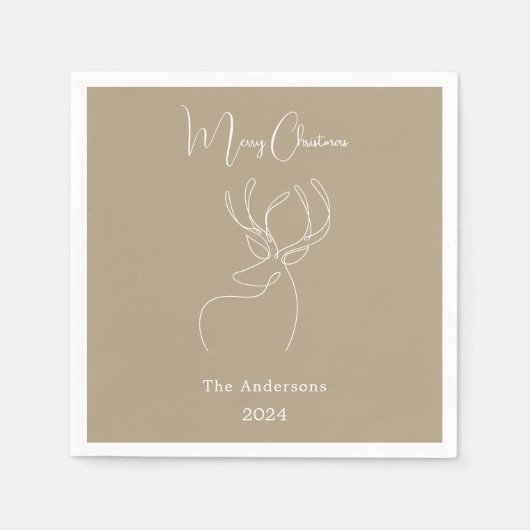 Beige witte abstracte rendieren moderne kerst servet (Voorkant)