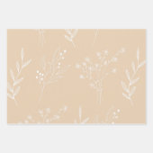 Beige Witte Bloemen Boho Bruiloft Inpakpapier Vel (Voorkant 2)