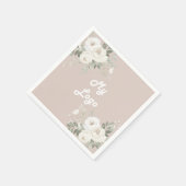 Beige witte bloemen business logo servet (Hoek)