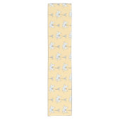 Beige Witte Bloemen Korte Tafelloper (Voorkant)