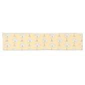 Beige Witte Bloemen Korte Tafelloper (Horizontaal)