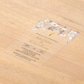 Beige witte bloemendoop Spaanse doop Uitnodiging (Laagn)