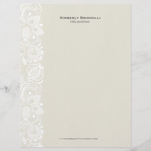 Beige & witte  bloemenkant 2 briefhoofd ontwerp (Voorkant)