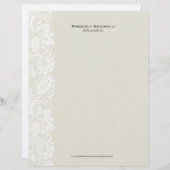 Beige & witte  bloemenkant 2 briefhoofd ontwerp (Voorkant / Achterkant)