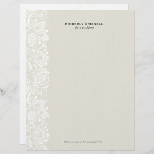 Beige & witte  bloemenkant 2 briefhoofd ontwerp (Voorkant / Achterkant)