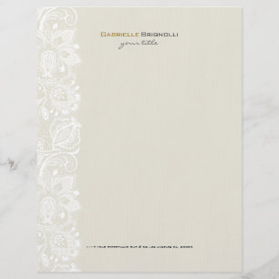 Beige & witte  bloemenkant custom briefhoofd