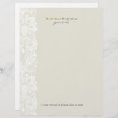 Beige & witte bloemenkant custom briefhoofd (Voorkant / Achterkant)