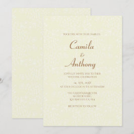 Beige witte bloemenpatroon Full Print Border Weddi Kaart