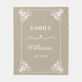 Beige & Witte decoratieve lijst Aangepaste familie Fleece Deken (Voorkant)