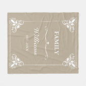 Beige & Witte decoratieve lijst Aangepaste familie Fleece Deken (Voorkant (Horizontaal))