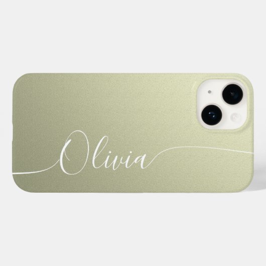Beige Witte Elegante Calligrafie Script Naam Case-Mate iPhone Case (Achterkant (horizontaal))
