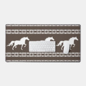 Beige & witte geometrische patroon & paarden bureaumat (Keyboard & Muis)