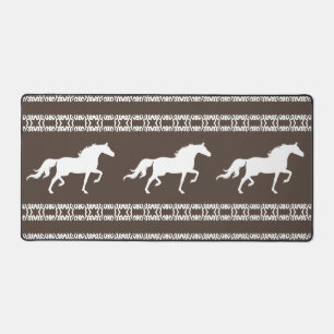 Beige & witte geometrische patroon & paarden bureaumat